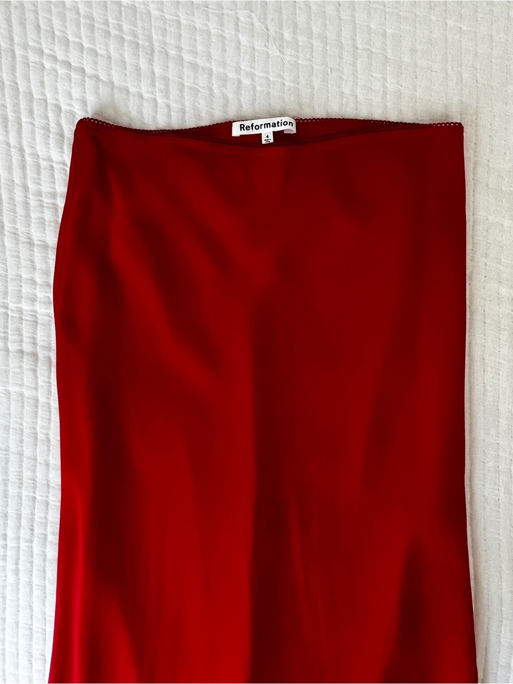 Reformation Layla Midi Skirt Poinsettia Red Size 4 - Picture 4 of 6